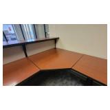 Woodem U Shaped Receptionist W/ Black Filing Cabinets