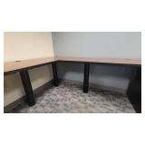 Woodem U Shaped Receptionist W/ Black Filing Cabinets