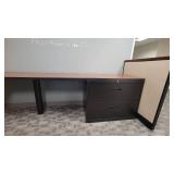 Woodem U Shaped Receptionist W/ Black Filing Cabinets