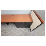 Woodem U Shaped Receptionist W/ Black Filing Cabinets