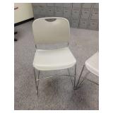 Lot of 2 Plastic Grey Metal Frame Chairs