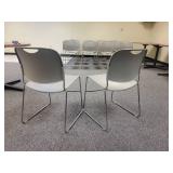 Lot of 2 Plastic Grey Metal Frame Chairs