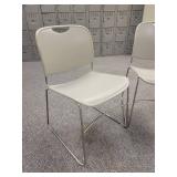 Lot of 2 Plastic Grey Metal Frame Chairs