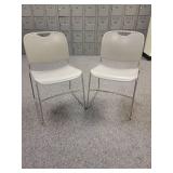 Lot of 2 Plastic Grey Metal Frame Chairs