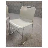 Lot of 2 Plastic Grey Metal Frame Chairs