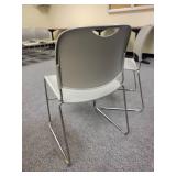 Lot of 2 Plastic Grey Metal Frame Chairs