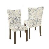 HomePop Classic Parsons Dining Chair - Blue Velvet Paisley Print (Set of 2)- Retail:$259.99