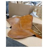 brown leather chair with metal legs