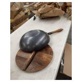 skillet with wood top