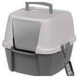 cat litter box with scoop grey