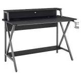 linon led gaming desk black