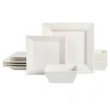 p portion Steve and won fine porcelain classic square dinnerware set white 12pc