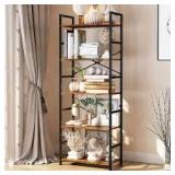 cosystar 5 tier bookcase wood brown