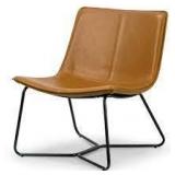 brown leather chair with metal legs