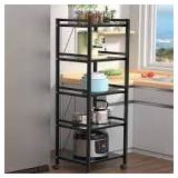 degree 5 tier metal steel extra heavy duty standing kitchen bakers rack with rolling wheels adjustable 500lbs for pots and pans