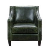 Miles Leather Accent Chair in Fescue Green leather zipper broken