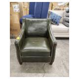 Miles Leather Accent Chair in Fescue Green leather zipper broken