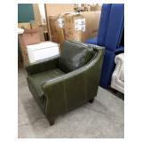Miles Leather Accent Chair in Fescue Green leather zipper broken