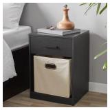 Mainstays 1-Drawer Night Stand with Cube Storage, True Black Oak Finish