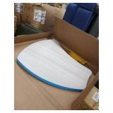 small shapes table top grey elm top surface and hierarchy blue edgeband