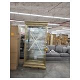 Pulaski furniture port pirie lighted Curio cabinet not broken gold finish