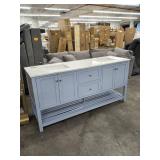 kitchen bath collection fossum 72in double bathroom vanity light blue with white top not broken