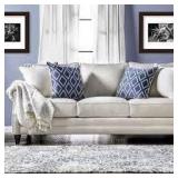 furniture of America majesty sf Parker linen transitional style sofa ivory and blue