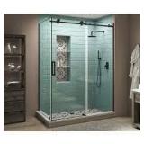 aston global Coralie xl 68wx80hin framless rectangular sliding shower enclosure with fixed panel left brushed gold clear 5 boxes