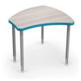 small shapes table top grey elm top surface and hierarchy blue edgeband