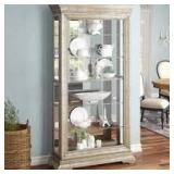 Pulaski furniture port pirie lighted Curio cabinet not broken gold finish