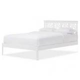 Baxton Studio Celine Modern and Contemporary Queen Headboard only Geometric Pattern and White Solid Wood
