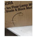 versanora Arquette arc floor lamp with black shade and marble base