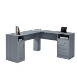 Techni Mobili Functional L-Shape Desk with Storage, Grey 2 boxes