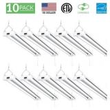 Sunco Lighting 10 Pack LED Utility Shop Light, 4 FT, Linkable Integrated Fixture, 40W=260W, 5000K Daylight, 4100 LM, Frosted