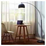 versanora Arquette arc floor lamp with black shade and marble base