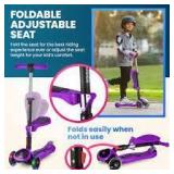 Skidee Kids Folding Scooter With Seat - Purple