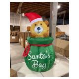 HOMCOM 4.4Ft LED Light Up Inflatable Up and Down Telescopic Bear in Santa