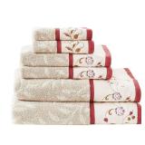 Madison Park Cotton 6-Pc. Embroidered Serene Jacquard Towel Set Bedding