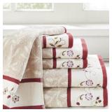Madison Park Cotton 6-Pc. Embroidered Serene Jacquard Towel Set Bedding