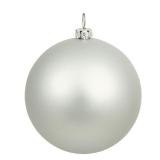 Silvertone Plastic 6-inch Matte Ball Ornaments (Pack of 4)