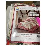 MarCielo 3 Piece Christmas Rustic Lodge King Size Deer Quilted Bedspread/Quilt