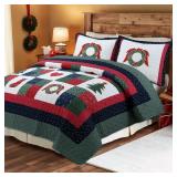 Cozy Line Merry Christmas Cotton Reversible Quilt Set Retail:$94.49