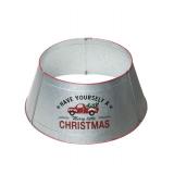 Glitzhome 26in Galvanized Metal Christmas Truck Tree Collar - Silver/Red Retail:$84.99