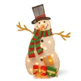 Tinsel/ Metal Base 31-inch Pre-lit Snowman - White