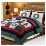 Cozy Line Merry Christmas Cotton Reversible Quilt Set Retail:$75.48