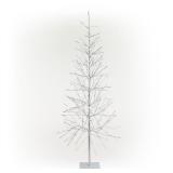 Alpine Corporation 65in H Indoor/Outdoor Pre-Lit Silver Foil Christmas Tree with Yard Stake and 360 LED Lights Retail:$194.99