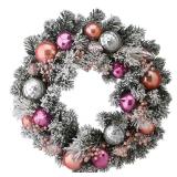 24in Flocked Ornament Wreath - Green Retail:$79.98