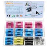 300 PCS Heat Shrink Butt Connectors Qibaok Crimp Electrical Wire Connector Waterproof Insulated Butt Splice Terminal for Automotive Marine