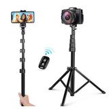 UBeesize 54-inch Selfie Stick Tripod, Detachable and Extendable Phone Tripod for Cell Phone, Compatible with Smartphone, Includes Wireless Remote, Cell Phone Holder and Gopro Adapter