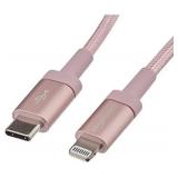 Amazon Basics Nylon Braided USB-C to Lightning Cable, MFi Certified iPhone Charger - Rose Gold, 6-Foot